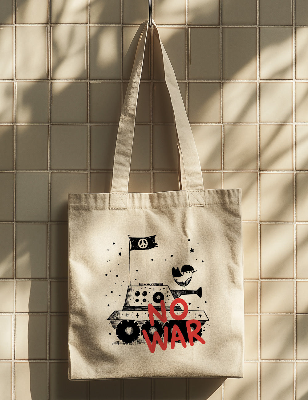 Bolsa de asas largas. No War. L 109