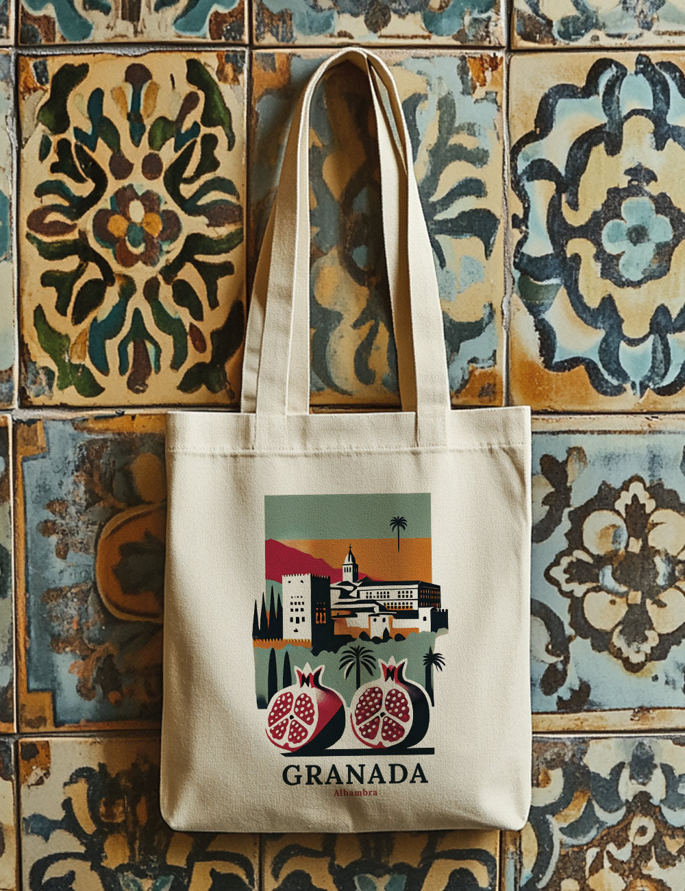 Bolsa de asas largas. Granada al Oleo. L 96