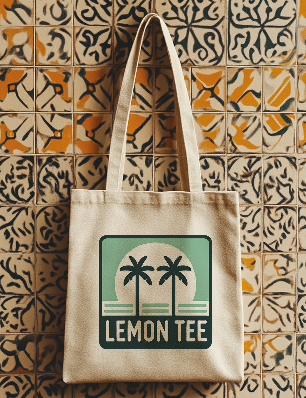 Bolsa de asas largas. Palmeras Lemon tee. L 99