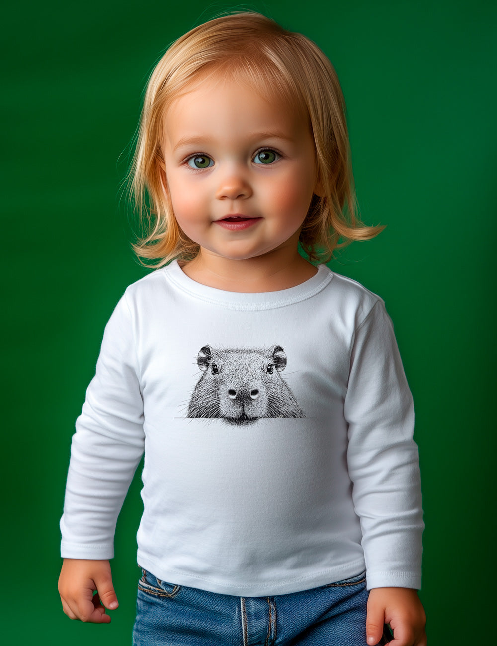 Camiseta baby manga larga. Hello Capybara. L 344