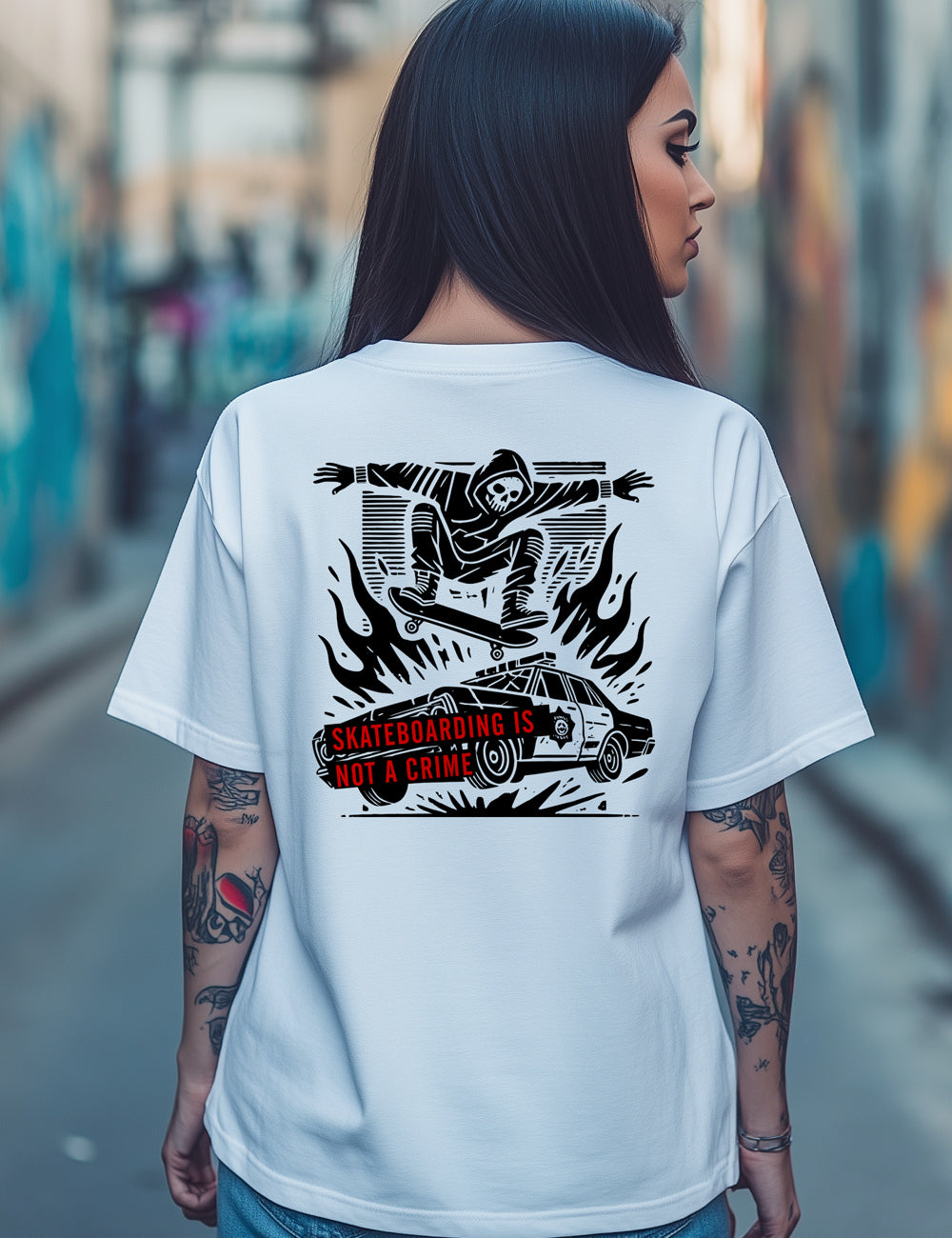 Camiseta Skateboarding is not a crime. L 177 (Oversize)