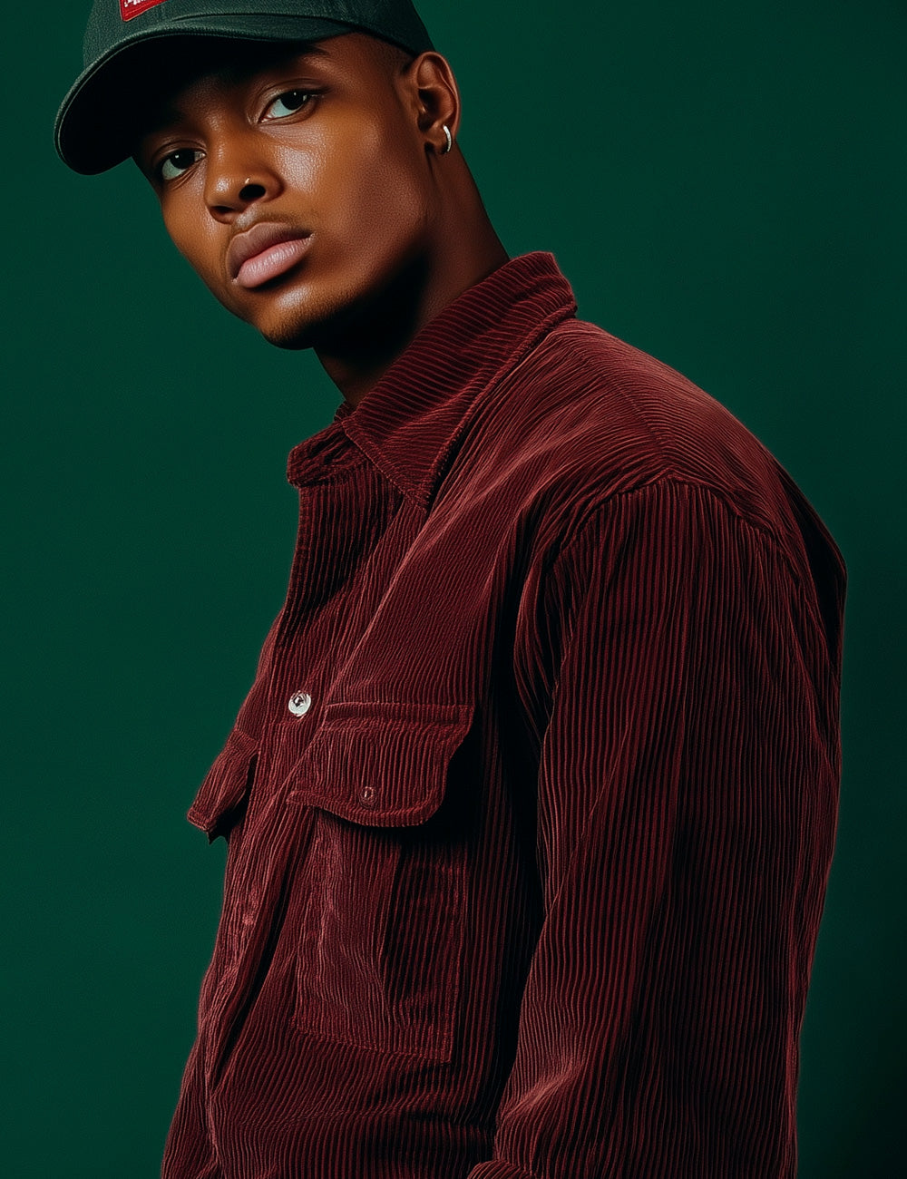 Sobrecamisa Burdeo de Pana gruesa.