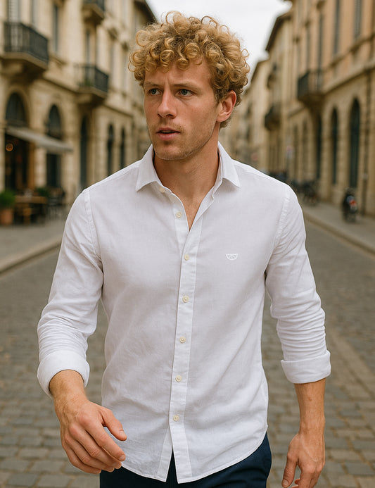 Camisa Lino lisa blanca