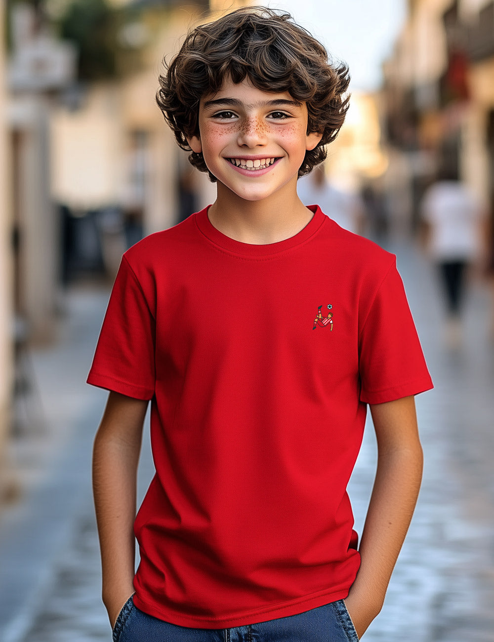 Camiseta Chilena Rojiblanco Almería. L 666 Kids